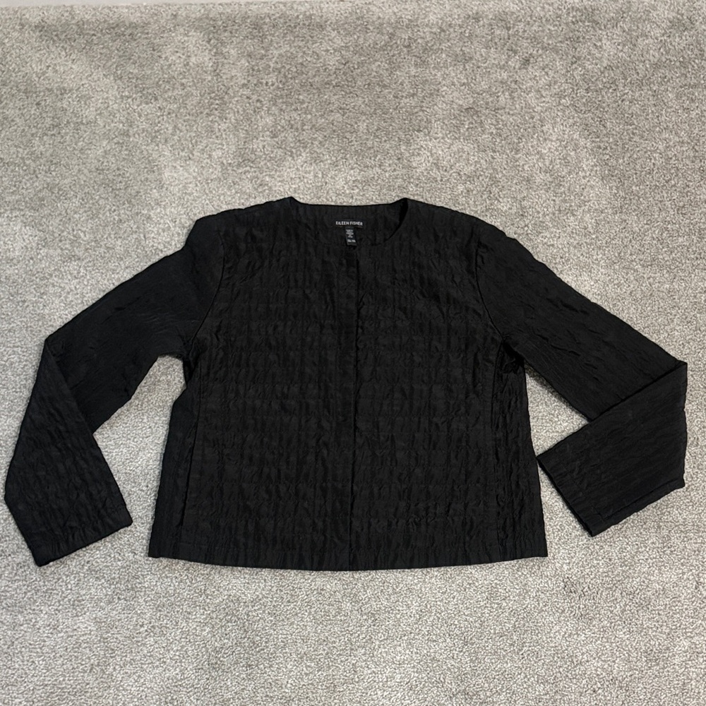 Eileen Fisher Black Quilted Top